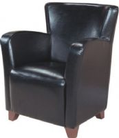 Monarch Specialties I 8067 Black Leatherette Club Chair, Crafted from Polyurethane, Sinuous spring base, Bold track arms, Deep slightly scooped seat, Tapered block style Wooden feet, Built in padded seat cushion, Ladder back design for extra comfort, 18"L x 19" D Seat, 17" Seat Height From Floor, 32" L x 30" W x 35" H Overall, UPC 021032196561 (I-8067 I 8067 I8067) 