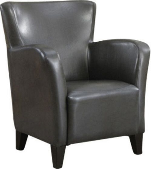 Monarch Specialties I 8077 Charcoal Grey Leatherette Club Chair, Crafted from Polyurethane, Sleek track arms round out the design, Wave designed fabric, High back and curvaceous frame, Sinuous spring base, Curved seat back, Bold track arms, Deep slightly scooped seat, 32