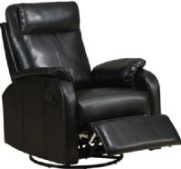 Monarch Specialties I 8081BK Black Bonded Leather Swivel Rocker Recliner, Swivel,rocker,recliner, Comfortably padded, Padded head and arm rest, Retractable footrest system, 19.5" H x 22" W x 24" D Seat, 21.5" Back of the chaise recliner, 41" H x 36" W x 29" D Overall, UPC 021032248413 (I 8081BK I-8081BK  I8081BK  I 8081 I-8081 I8081) 