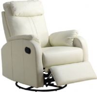 Monarch Specialties I 8081IV Ivory Bonded Leather Swivel Rocker Recliner, Swivel,rocker,recliner, Comfortably padded, Padded head and arm rest, Retractable footrest system, 19.5" H x 22" W x 24" D Seat, 21.5" Back of the chaise recliner, 41" H x 36" W x 29" D Overall, UPC 021032248420 (I 8081IV I-8081IV I8081IV I 8081 I-8081 I8081) 