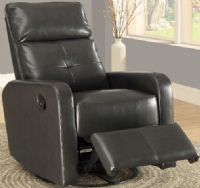 Monarch Specialties I 8085GY Charcoal Grey Bonded Leather Swivel Glider Recliner, Swivel, glide and recline functions, Padded head rest, Retractable footrest system, Padded head and arm rest, 19.75" Seat, 20" Seat Height From Floor, 29"L x 36"W x 40"H Overall, Designed for ultimate comfort, UPC 021032287627 (I 8085GY I-8085GY I8085GY I8085 I-8085 I 8085) 