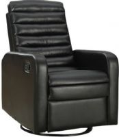 Monarch Specialties I 8086BK Black Bonded Leather Swivel Glider Recliner, Comfortably padded channel quilt back and seat, Blends well in any den or living room area, Retractable footrest system offers leg support when open and is hidden when closed, 20" Seat Height, 21.5"W x 21"D Seat, 36" L x 30" W x 40" H Overall, UPC 878218001825 (I8086BK I-8086BK I 8086BK I 8086 I-8086 I8086) 