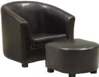 Monarch Specialties I 8103 Dark Brown Juvenile Chair and Ottoman, Classic barrel-shaped club chair with ottoman for children, Generously padded seat and backrest are ideal for relaxation, Plush ottoman provides leg comfort, High quality construction ensures years of dependable use, Perfect for kids' bedroom and play area, 20.75''W x 18.5''D x 18''H Chair, 12"W x 13"D x 8.5"H Ottoman, UPC 021032259228 (I 8103 I-8103 I8103) 