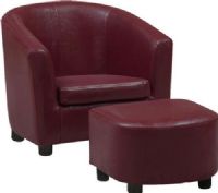 Monarch Specialties I 8105 Red Leatherette Juvenile Chair / Ottoman 2Pcs Set, Leather look upholstery, Matching ottoman, 9" H x 13" W x 14" D Seat , 1.5" H x 2" W x 2" D Legs, 7" H x 3" W Arms, 18" H x 18.5" W x 20.75" D Overall, UPC 021032259242 (I 8105 I-8105 I8105) 