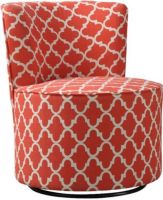 Monarch Specialties I 8132 Coral "Lantern" Fabric Accent Chair with Swivel Base, Crafted from Cotton Fabric, Foam, Built-in 360-degree swivel, Padded seat cushion and back for extra comfort, Swivel base, Curved back, Round cushioned seat, Open-concept look, Gentle edges for an inviting comfort, 27" L x 21.5" D Seat, 18" Seat Height From Floor, 27" L x 30" W x 32" H Overall, UPC 878218001962 (I 8132 I-8132 I8132) 
