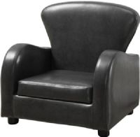 Monarch Specialties I 8141 Charcoal Grey Leather-Look Juvenile Club Chair, Crafted from Polyurethane, Foam, Cushioned back and seat for greater comfort, Blends well with bedroom decor, 14" L x 14" D Seat, 8" Seat Height From Floor, 20"L x 17"W x 20"H Overall, UPC 878218003911 (I 8141 I-8141 I8141) 