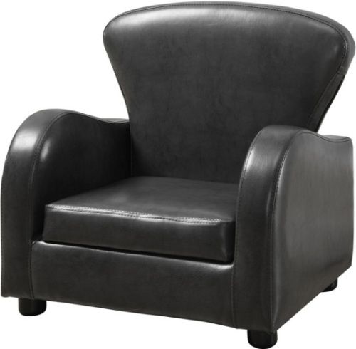 Monarch Specialties I 8141 Charcoal Grey Leather-Look Juvenile Club Chair, Crafted from Polyurethane, Foam, Cushioned back and seat for greater comfort, Blends well with bedroom decor, 14