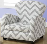 Monarch Specialty I 8143 Juvenile Chair - Grey Chevron Fabric, Comfortably padded, 9" Seat height from floor, Upholstered with grey chevron pattern material, Sturdy construction, UPC 878218007704 (I 8143 I-8143 I8143) 