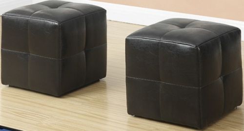 Monarch Specialties I 8160 Ottoman - 2Pcs Set- Juvenile - Dark Brown Leather-Look, Upholstered in a dark brown easy care material, clean up has never been so simple, Comfortably padded and built to last, these ottomans are a must have for any child, Set of two, 12