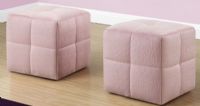 Monarch Specialties I 8165 Two Pieces Set Juvenille Fuzzi Pink Fabric Ottoman; Set of 2pcs; Upholstered in a soft fuzzy pink fabric; Comfortably padded for sitting; 4 solid plastic feet for added stablility; Each cube measures 12"Lx12"Wx12"H; Made in Cotton blend Fabric, Plastic feet, Foam; Weight 12 Lbs; UPC 878218008091 (I8165 I 8165) 
