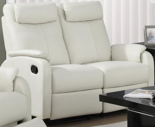 Monarch Specialties I 81IV-2 Reclining - Love Seat Ivory Bonded Leather / Match, Both seats recline for added relaxation, Upholstered in Bonded Leather, Modular compact size easy to move and arrange, Comes in 2 separate pieces, Comfortably seats up to 2 people, UPC 878218004987 (I-81IV-2 I81IV2 I 81IV 2 I81IV I 81IV I-81IV I 81IV-2)