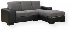 Monarch Specialties I 8200GB Charcoal Grey Corduroy / Black Leather-Look Sofa Lounger, Inviting corduroy upholstered seats, 19" Seat Height, Sofa lounger provides ultimate comfort, Classic bonded leather wrapped frame, Perfect for condos or smaller living spaces, Removable back cushions,95" L x 65" W x 37" H Overall, UPC 878218002037 (I-8200GB I8200GB I 8200GB) 