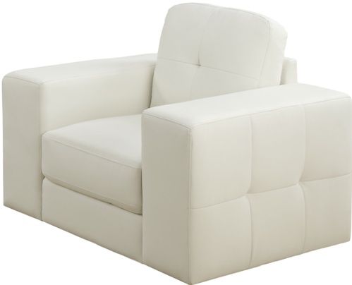 Monarch Specialties I 8221IV Chair - Ivory Bonded Leather / Match, Generously padded for comfort, Sleek contemporary silver metal feet, Removable back cushions, Oversized square arms, 40