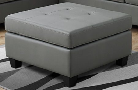 Monarch Specialties I 8376LG Light Grey Bonded Leather Ottoman; Large surface area great as a place to put a tray, kick up your feet, or extra seating; Tufted detailing for a classic look with a 5