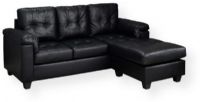 Monarch Specialties I 8390BK Black Bonded Leather Sofa Lounger; Includes a chaise seat as part of a 3-seater sofa; Upholstered in supple yet durable bonded leather and polyurethane materials; Thick pocket coiled cushioned seats (6"); Comfortably padded side arms; Bonded Leather, Polyurethane, Foam, Pocket Coil, Plastic (feet); Seat Dimensions 19"Lx21"Dx22"H (Back rest); Seat height: 19"; Seat dims: 19"Lx21"Dx22"H (Back); Weight 119 lbs UPC 878218009036 (I8390BK I 8390BK) 