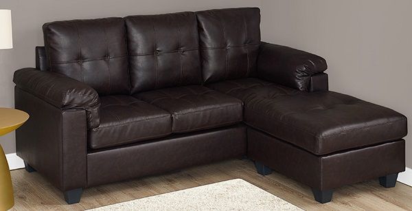 Monarch Specialties I 8390br Dark Brown Bonded Leather Sofa Lounger Includes A Chaise Seat As 5892