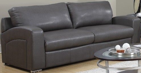 Monarch Specialties I 8503GY Charcoal Grey Bonded Leather / Match Sofa, 3 Seating Capacity, 3 Comfortably seats, Standard Design, Metal Frame Material, Faux leather Upholstery Material, Finished in an elegant bonded leather, Generously padded seat and seat back, Removable back cushions, UPC 878218002235 (I8503GY I-8503GY I 8503GY)