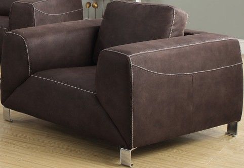 Specialties I 8511BR Microsuede Chair, Generously padded, Stylish contrast stitching, Modern microsuede upholstery, Removable back cushion, Sturdy yet stylish chrome legs, Chocolate Brown with Tan Contrast, 43