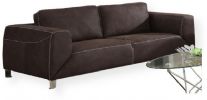 Monarch Specialties I 8513BR Stitching Microsuede Sofa, 3 Seating Capacity, 250 Pounds Weight Capacity, Generously padded, removable cushions, Stylish contrast stitching, Modern Microsuede upholstery, Sturdy yet stylish chrome legs, 86" W x 39" D x 32" H Overall, Chocolate Brown with Tan Contrast, Finish, UPC 878218002273 (I 8513BR I-8513BR I8513BR I8513 I-8513 I 8513) 
