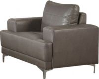 Monarch Specialties I 8601GY Chair - Charcoal Grey Bonded Bonded Leather / Match, Generously padded for comfort, Sleek contemporary silver metal feet, Removable back cushions, Oversized square style arms, 19" Seat Height, 40" L x 35" W x 35" H Overall, Contrast stitching with tufted detail on seat, UPC 878218005748 (I 8601GY I-8601GY I8601GY I-8601 I 8601 I8601) 
