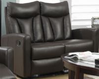 Monarch Specialties I 87BR-2 Reclining - Love Seat Facing Brown Bonded Leather / Match, Both seats recline for added relaxation, Upholstered in Bonded Leather, Modular compact size easy to move and arrange, Comfortably seats up to 2 people, Comes in 2 separate pieces, UPC 878218007940 (I-87BR-2 I 87BR 2 I87BR2 I 87BR I-87BR I87BK I 87BR-2) 