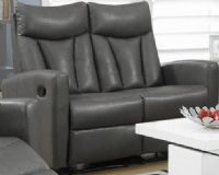 Monarch Specialties I 87GY-2 Reclining - Love Seat Facing Charcoal Grey Bonded Leather / Match, Both seats recline for added relaxation, Upholstered in Bonded Leather, Modular compact size easy to move and arrange, Comfortably seats up to 2 people, Comes in 2 separate pieces, UPC 878218007940 (I-87GY-2 I 87GY 2 I87GY2 I 87GY I-87BK I87BK I 87GY-2) 