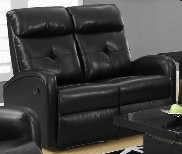 Monarch Specialties I 88BR-2 Dark Brown Bonded Leather Reclining Love Seat; Both seats recline for added relaxation; Upholstered in Bonded Leather; Modular compact size easy to move and arrange; Comfortably seats up to 2 people; Comes in 2 separate pieces; Bonded Leather, Foam, Wood; 22.5