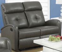 Monarch Specialties I 88GY-2 Charcoal Grey Bonded Leather Reclining Love Seat; Both seats recline for added relaxation; Upholstered in Bonded Leather; Modular compact size easy to move and arrange; Comfortably seats up to 2 people; Comes in 2 separate pieces; Bonded Leather, Foam, Wood; 22.5"Lx22"Dx26"H (back cushion); Weight 120 lbs UPC 878218008909 (I88GY2 I 88GY-2) 