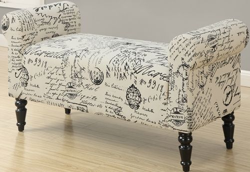 Monarch Specialties I 8915 Bench Traditional Style Vintage French Fabric 44