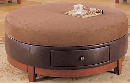 Monarch Specialties I 8917 Brown Micro Fibre Leather Look Coffee Table; Thick padded 42
