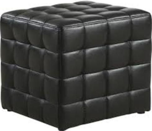 Monarch Specialties I 8977 Leather Look Ottoman in Black, Square Shape, 250 Lbs Weight Capacity, Tufted cushioning for comfort, Leather look upholstery, 17.8