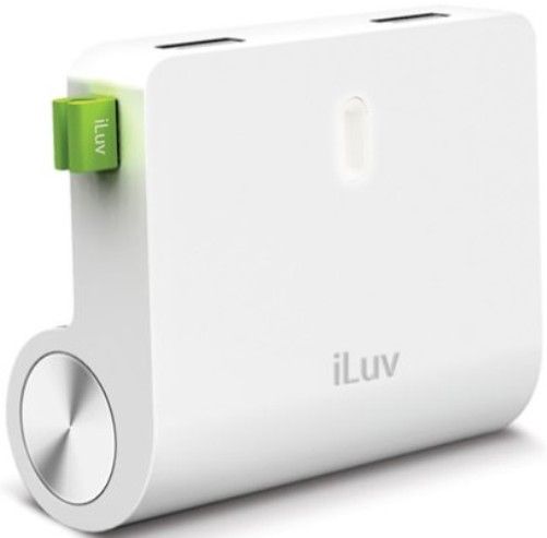 iLuv IAD710UULWH Universal RockWall Two-port USB Wall Charger, White; Fits with All iPhone, all iPad Air, all iPad, all iPod, all Samsung devices, all Kindle devices, most smartphones and tablets; Dual USB ports to quick charge two mobile devices simultaneously; Delivers 15.5W total; Swiveling plug base allows flexible placement; Input AC 100~240V, 50/60Hz; Output DC 5V, 3.1A (15.5W); UPC 639247744400 (IAD-710UULWH IAD 710UULWH IAD710UUL IAD710) 