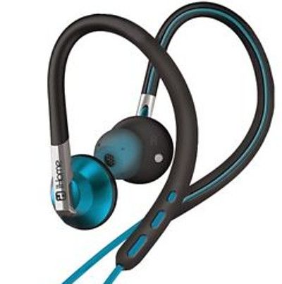 iHome IB11BLXC Rubberized Sport Earbuds, Blue; Open-back chamber design for detailed, dynamic sound with enhanced bass response; Dual purpose packaging hangtag; Detachable ear cushions fit a variety of ear sizes; 2-in-1 Sport Earhooks with Removable Earbuds; Dimensions 0.67