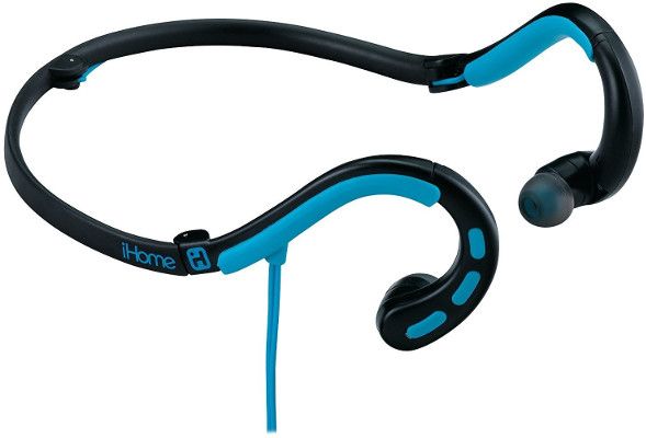 iHome iB14BLX Water-Resistant Behind-the-Neck Sport Earbuds with Microphone, Black and Blue; Provides detailed, dynamic sound with enhanced bass response; Lightweight, durable behind-the-neck band; Folding design for maximum portability; UPC 047532901207 (iB 14 BLX iB 14BLX iB14 BLX iB-14-BLX iB-14BLX iB14-BLX)