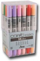 Copic IB24 Ciao, 24-Marker Set Basic; Photocopy safe and guaranteed color consistency; Great for scrapbooking, crafts, fine writing, stamping, and comics; Markers are refillable, available in 144 colors, and have a variety of nib options; Perfect for beginners, Ciao has the exact same features as the Sketch marker but in a smaller size and without the airbrush capability; UPC 4511338051191 (COPICIB24 COPIC IB24 IB 24 COPIC-IB24 IB-24) 