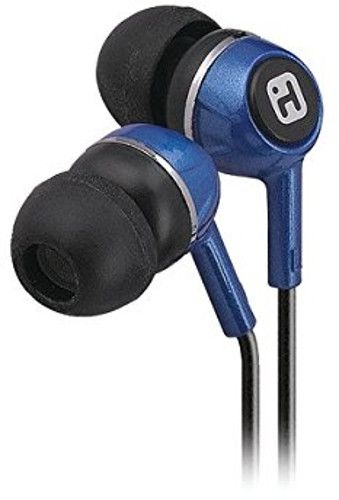 iHome IB25LC Model iB25 Earbud Headphones, Blue; Provides Detailed, Dynamic Sound With Enhanced Bass Response; Detachable Ear Cushions Fit A Variety Of Ear Sizes; Stylish Design With Attractive Metallic Finish; Dimensions 1