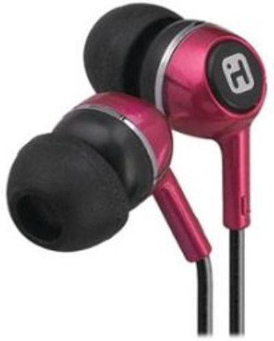 iHome IB25PC Model iB25 Earbud Headphones, Pink; Provides Detailed, Dynamic Sound With Enhanced Bass Response; Detachable Ear Cushions Fit A Variety Of Ear Sizes; Stylish Design With Attractive Metallic Finish; Dimensions 1