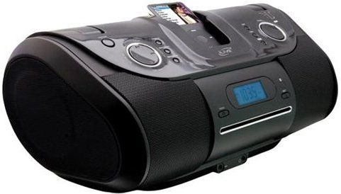 iLive IB318B Boombox Portable Music System with CD Player and iPod Dock, CD-DA Playback Modes, CD-R/RW Media Support, 2.1 channel built-In - Stereo Speakers, LCD Display, Plays and charges docked iPod, Dual subwoofers built-in, Station memory presets, 3-position bass level, Black Color (IB 318B IB-318B)