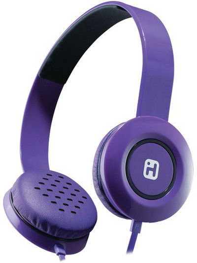 iHome IB35UBC Stereo Headphones with Flat Cable, Purple; Detailed, rich audio; Padded ear cushions; Padded and adjustable headband; Stylish flat cable for tangle-free use; Dimensions 2.99