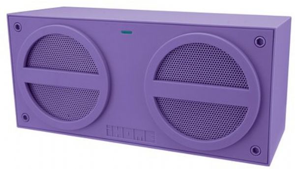 iHome IBN24UC Purple Bluetooth Portable Speaker System; Rubber Finish; Wirelessly stream music from any Bluetooth enabled smartphone or audio device; NFC technology for instant bluetooth set-up; Auto-link for fast and easy Bluetooth set-up; Built-in rechargeable Li-Ion battery; MicroUSB cable for charging via USB power source; Dimensions 8