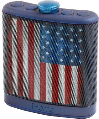 iHome IBT12AMFLX Model iBT12 Rechargeable Flask Shaped American Flag Bluetooth Stereo Speaker with built-in speakerphone capability; Custom leather-style case with carabiner clip; Send digital audio wirelessly from your iPad, iPhone, iPod touch, Android, Windows or other Bluetooth-enabled audio device; UPC 047532909173 (IBT 12 AMFLX IBT 12AMFLX IBT12 AMFLX IBT-12-AMFLX IBT-12AMFLX IBT12-AMFLX IBT 12 IBT-12)