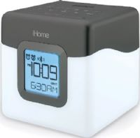 iHome IBT28GC Bluetooth Color Changing Dual Alarm Clock, Bluetooth Wireless Audio, Wake/Sleep to Bluetooth Audio/FM Radio, Translucent Cabinet, Color-Changing Display, Line-in Jack, USB Charging Port, AC Powered with Backup Battery, Dimensions (WxHxD) 4.7" x 5.8" x 4.7" / 11.94 x 14.73 x 11.94 cm, Weight 1.4 lb / 635 g, UPC 047532905359 (IBT-28GC IBT 28GC IBT28-GC IBT28 GC) 