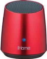 iHome IBT69RC Model iBT69 Bluetooth Rechargeable Mini Speaker, Red; Bluetooth wireless audio; Built-in rechargeable battery; Vacuum bass design provides surprising volume and bass response in a small space-saving stereo speaker system that fits in your hand; UPC 047532905090 (IBT 69 RC IBT 69RC IBT69 RC IBT-69-RC IBT-69RC IBT69-RC IBT-69 IBT 69) 