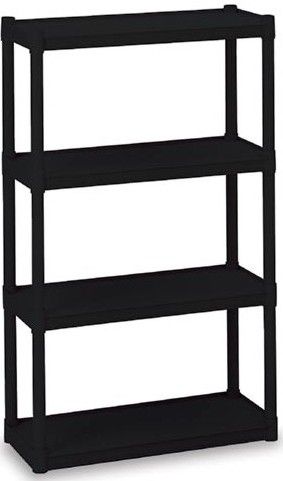 Iceberg Enterprises 20841 Rough 'N Ready 4 Shelf Open Storage System, Black, Holds up to 75 lbs. per Shelf Evenly Distributed, For Lighter Duty Applications, Heavy duty uprights for increased stability, Shelves, uprights, and trim caps included, Snap Together Assembly in 5 Minutes, Dimensions 32W x 13D x 54H Inches (ICEBERG20841 ICEBERG-20841 208-41 20-841)