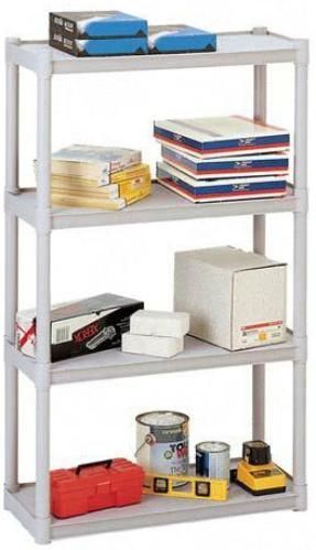Iceberg Enterprises 20843 Rough 'N Ready 4 Shelf Open Storage System, Platinum, Holds up to 75 lbs. per Shelf Evenly Distributed, For Lighter Duty Applications, Heavy duty uprights for increased stability, Shelves, uprights, and trim caps included, Snap Together Assembly in 5 Minutes, Dimensions 32W x 13D x 54H Inches (ICEBERG20843 ICEBERG-20843 208-43 20-843)
