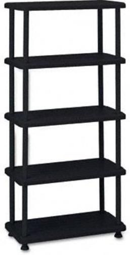 Iceberg Enterprises 20851 Rough 'N Ready 5 Shelf Open Storage System, Black, Holds up to 180 lbs. per Shelf Evenly Distributed, For Heavy Duty Applications, Commerical Grade, Snap Together Assembly in 5 Minutes, Shelves, uprights, trim caps and wall anchor included, Dimensions 74H x 36W x 18D Inches (ICEBERG20851 ICEBERG-208513 208-51 20-851)