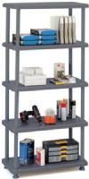 Iceberg Enterprises 20852 Rough 'N Ready 5 Shelf Open Storage System, Charcoal, Holds up to 180 lbs. per Shelf Evenly Distributed, For Heavy Duty Applications, Commerical Grade, Snap Together Assembly in 5 Minutes, Shelves, uprights, trim caps and wall anchor included, Dimensions 74H x 36W x 18D Inches (ICEBERG20852 ICEBERG-20852 208-52 20-852) 