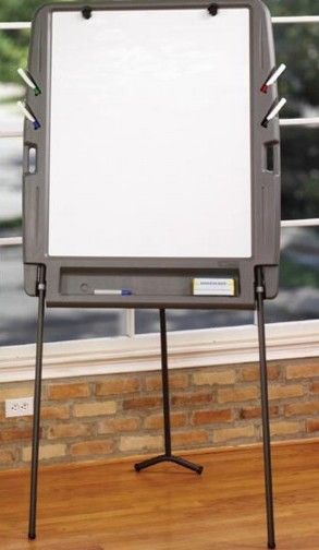 Iceberg Enterprises 30227 Portable Flipchart Easel with Dry Erase Surface, Charcoal, Body constructed of blow molded high density polyethylene, Dent and scratch resistant, Grab handles for easy movement and stability, Pads securely mount to board with thumb screws, Heavy gauge, 1 round, powder coated steel legs (ICEBERG30227 ICEBERG-30227 30-227 302-27)