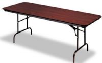 Iceberg Enterprises 55234 Premium Wood Laminate Folding Table, Mahogany finish, wear resistant 3/4&#733; thick melamine top, Brown Leg Color, Size 30 x 96 Inches, Melamine sealed underside to prevent moisture absorption, Full perimeter steel skirt support with plastic corners to protect surface when stacking (ICEBERG55234 ICEBERG-55234 55-234 552-34) 