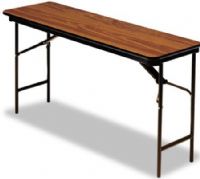 Iceberg Enterprises 55284 Premium Wood Laminate Folding Table, Mahogany finish, wear resistant 3/4½ thick melamine top, Brown Leg Color, Size 18 x 72 Inches, Melamine sealed underside to prevent moisture absorption, Full perimeter steel skirt support with plastic corners to protect surface when stacking (ICEBERG55284 ICEBERG-55284 55-284 552-84) 